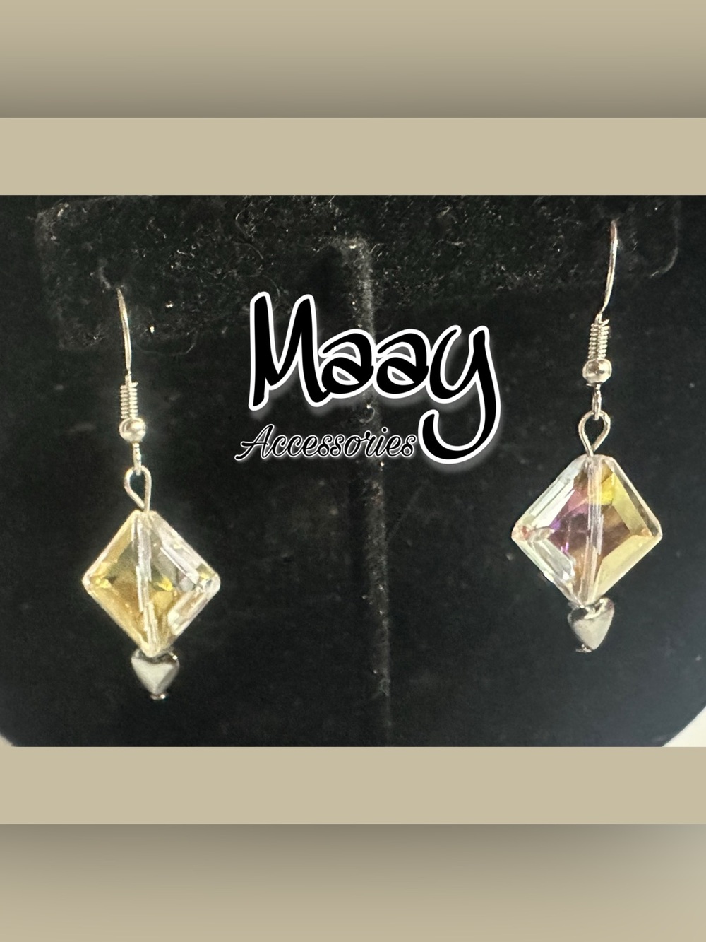 Iridescent Crystal Drop Earrings - Clear with Rainbow Hues